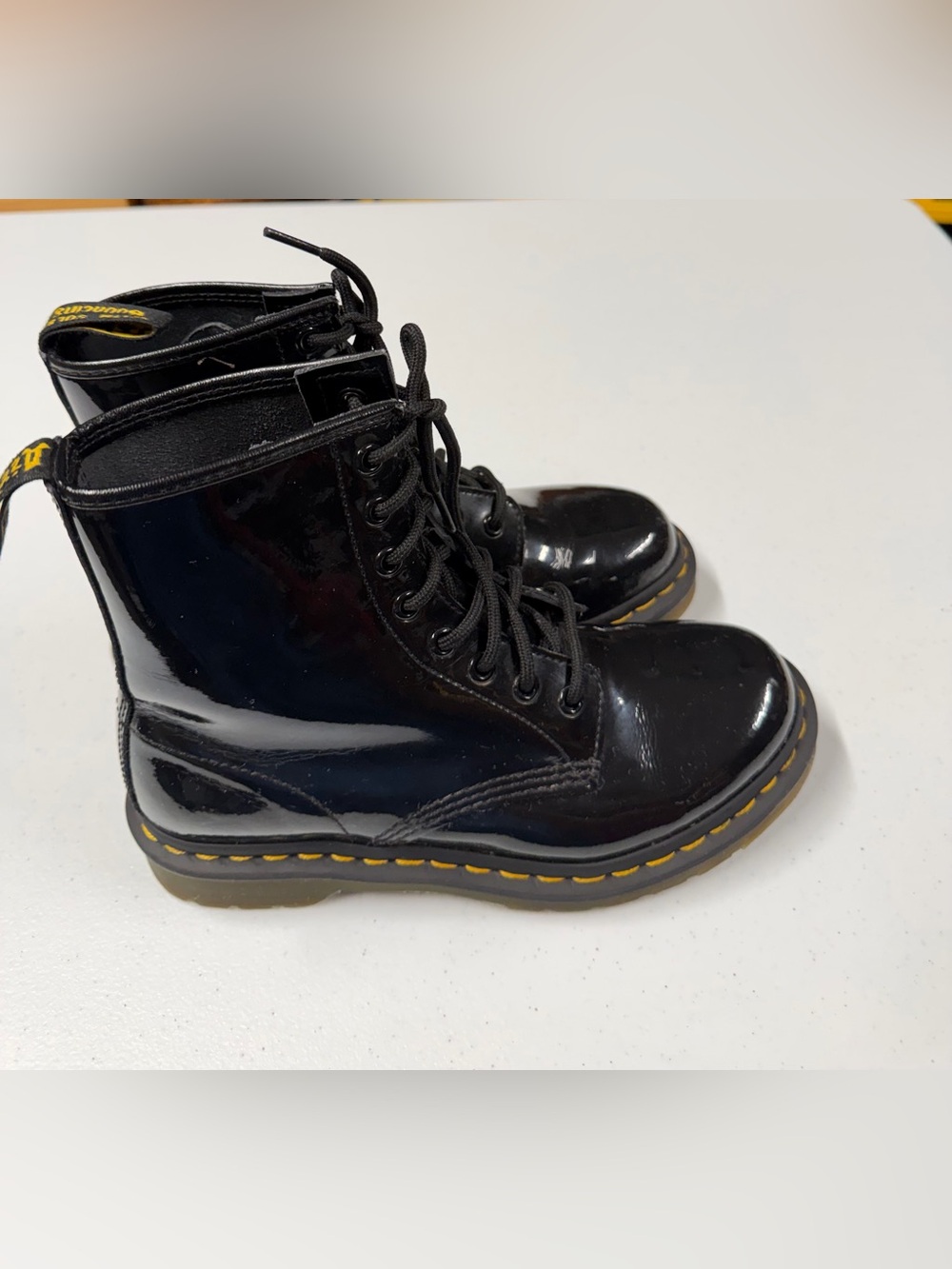 Dr. Martens 1460 W Patent Leather  Boots Womens Sz 7 L - Black Patent